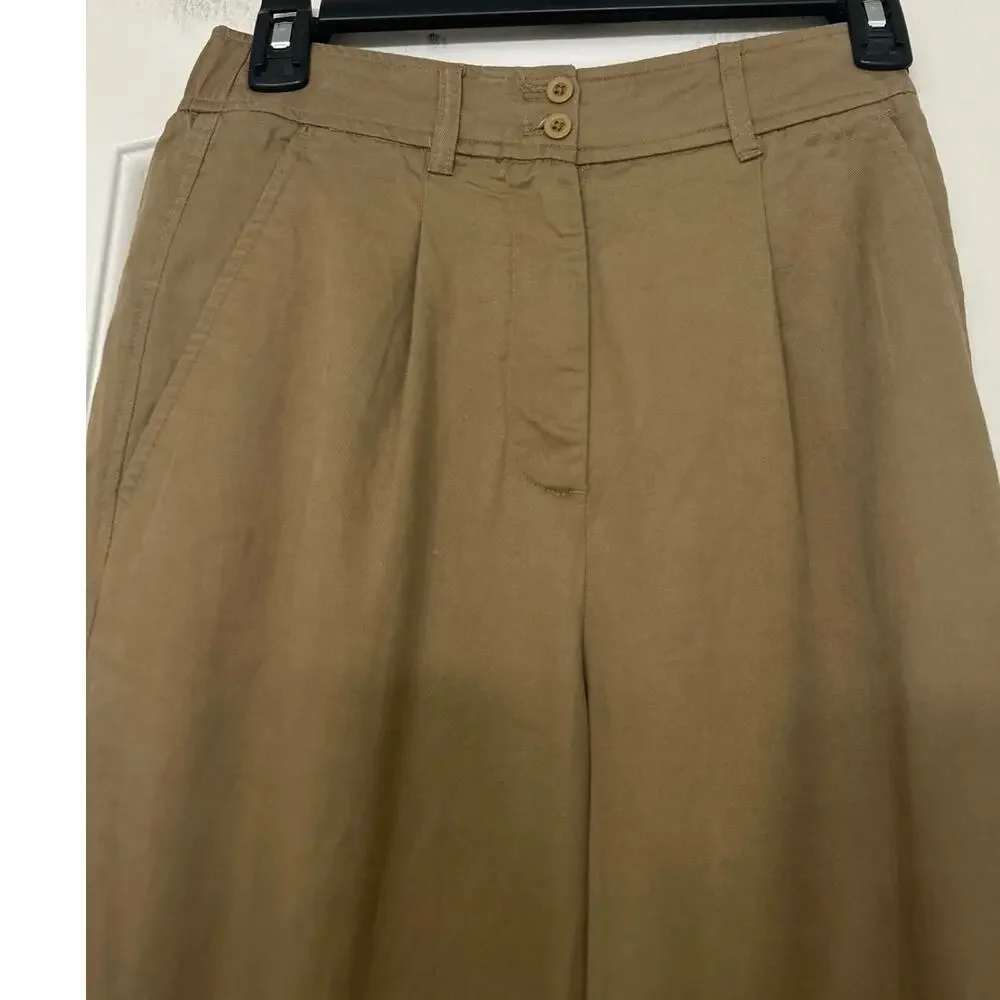 Quince Drapey Twill Pleated Wide Leg Trouser Pants Baywood NWT 2 Cotton Linen